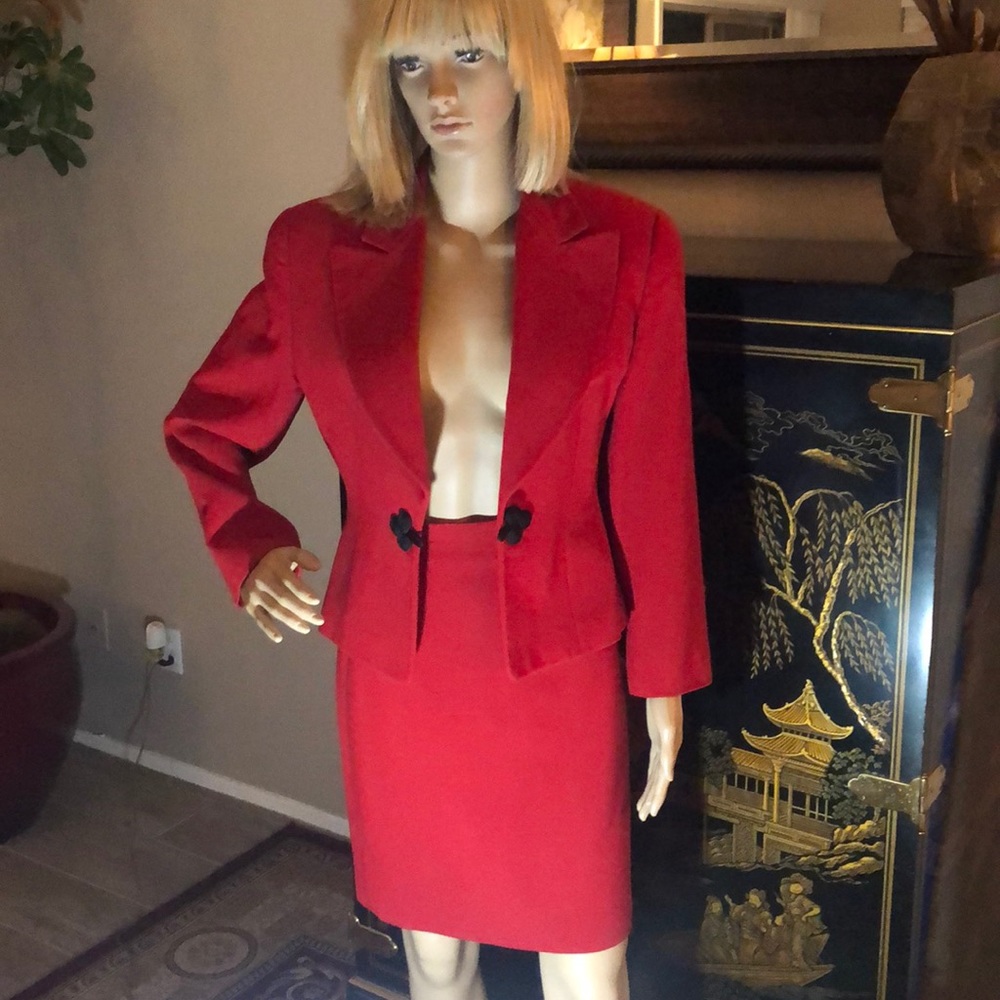 Ellen Tracy red suit.